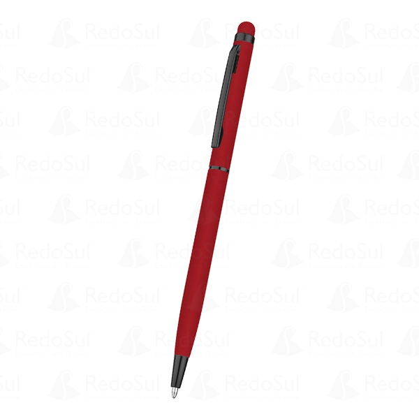 Caneta Metálica Personalizada com Ponta Touch Screen corpo emborrachado